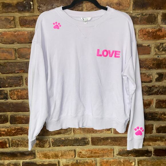 Wildfox Lilac Lavender Purple Pink Dogs Love Me Graphic Sweatshirt Size Small - Picture 2 of 9